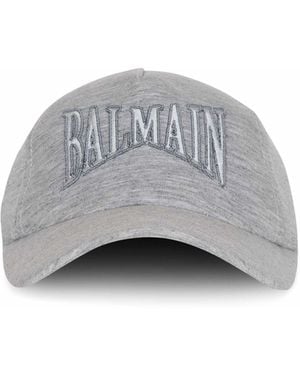 Balmain Embroidered Jersey Cap - Gray