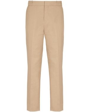 Balmain Straight-Leg Tailored Canvas Trousers - Natural