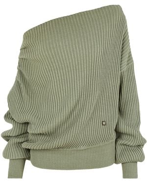 Balmain Drapierter, Asymmetrischer Pullover Aus Seide - Grün
