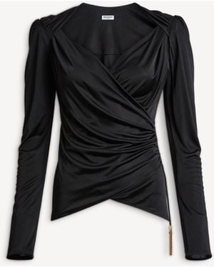 Balmain Draped Flowing Jersey Top - Black