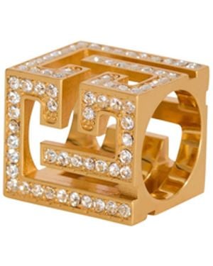 Balmain Pb 3D Rhinestone Cube Ring - Metallic