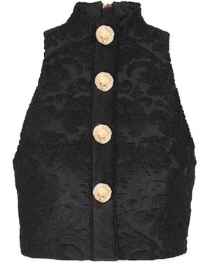 Balmain Baroque Pattern Buttoned Top - Black