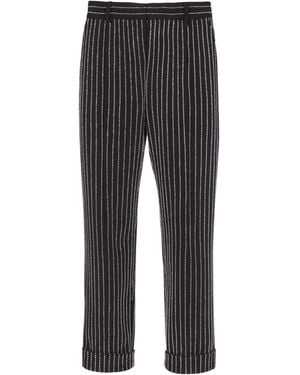 Balmain Straight-Leg Pants With Crystal Stripes - Black