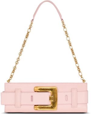 Balmain Anthem Smooth Leather Clutch - Pink
