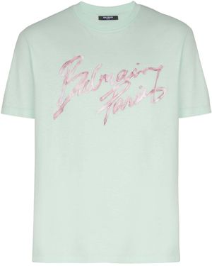 Balmain Printed Cotton T-Shirt - Green