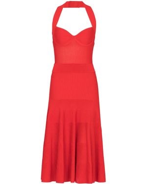 Balmain Ärmelloses Midi-Faltenkleid - Rot