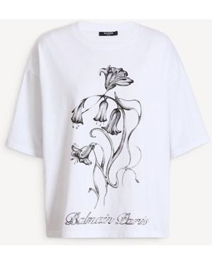 Balmain Printed Flower T-Shirt - White