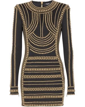 Balmain Kurzes Kleid Mit Perlenstickerei - Mettallic