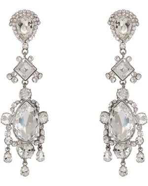 Balmain Brass And Crystal Pendant Earrings - White