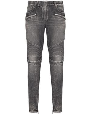 Balmain Slim-Fit Biker Trousers - Grey