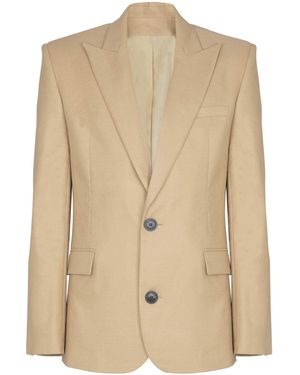 Balmain Canvas 2-Buttons Jacket - Natural