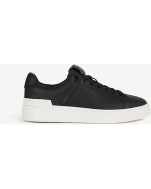 Balmain Baskets B-Court En Cuir Lisse - Blanc