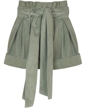 Balmain Suede High-Waisted Shorts - Green