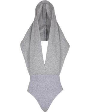 Balmain Drapierter Body Mit Kapuze - Grau
