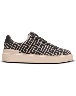 Balmain Monogram Jacquard B-Court Trainers - Black