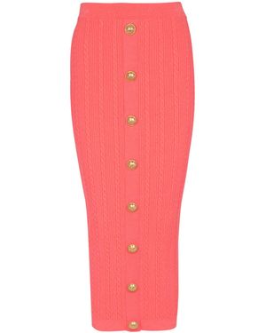 Balmain Cable-Knit Midi Skirt - Pink