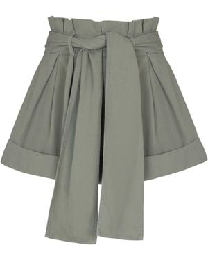 Balmain Cotton Gabardine High-Waisted Shorts - Grey