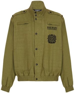 Balmain Cotton Aviator-Style Jacket - Green