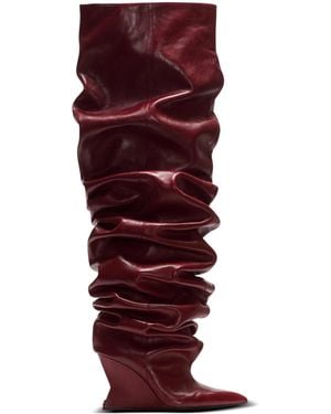 Balmain Wedge Thigh-High Boots - Red