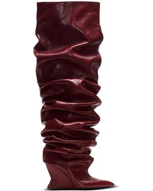 Balmain Wedge Thigh-High Boots - Red