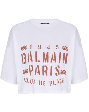 Balmain T-Shirt With Plage Print - White