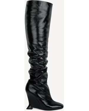 Balmain Thigh-High Wedge Boots - Black