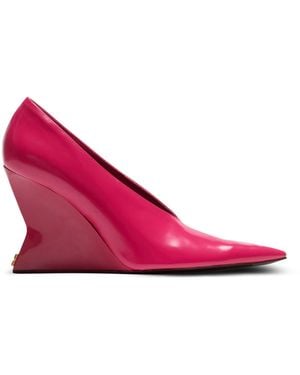 Balmain Shiny Lambskin Wedge Pumps - Pink