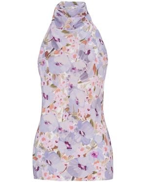 Balmain Sleeveless Top With Poppy Flower Print - White