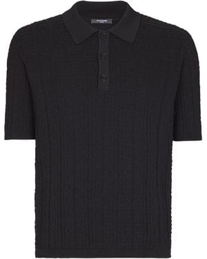 Balmain Monogram Knit Polo Shirt - Black
