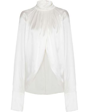 Balmain Draped Silk Blouse - White