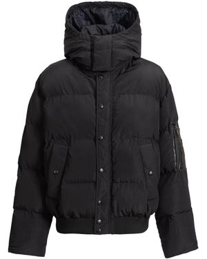 Balmain Padded Nylon And Leather Jacket - Black