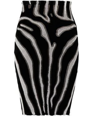 Balmain Zebra-Print Velvet Pencil Skirt - Black