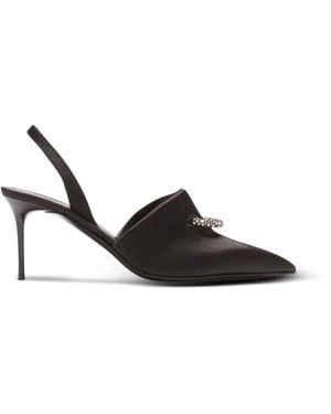 Balmain Satin Slingbacks With Piercing - Black