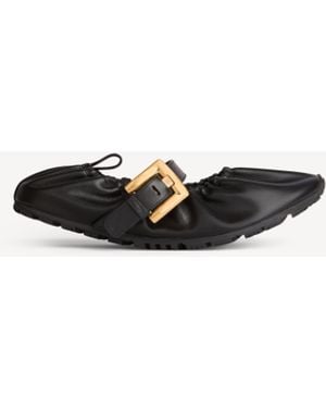 Balmain Anthem Smooth Leather Ballet Flats - White
