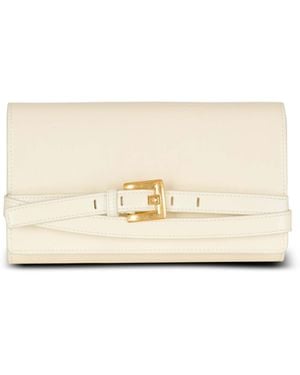 Balmain Crinkled Leather Wallet With Shuffle Chain - White