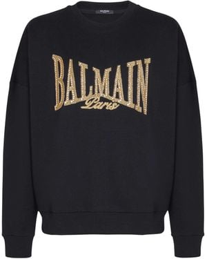 Balmain Embroidered College Sweatshirt - Black