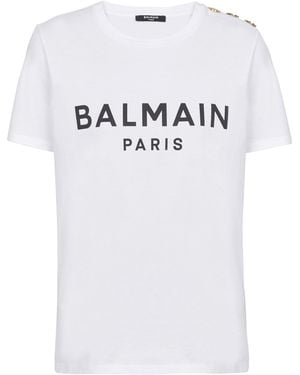 Balmain T-Shirt With Paris Print - White