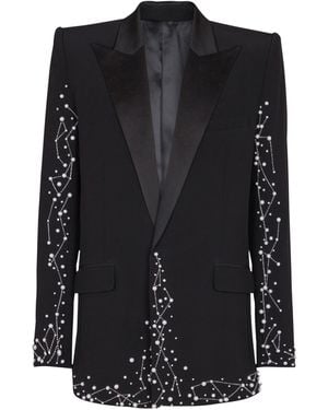 Balmain 1-Button Jacket With Constellation Embroidery - Black