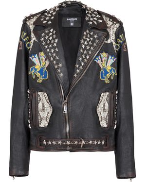 Balmain Western Leather Biker Jacket - Black