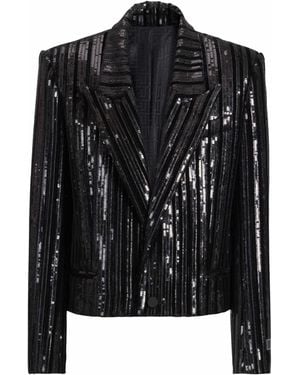 Balmain Cropped Sequin Velvet Jacket - Black