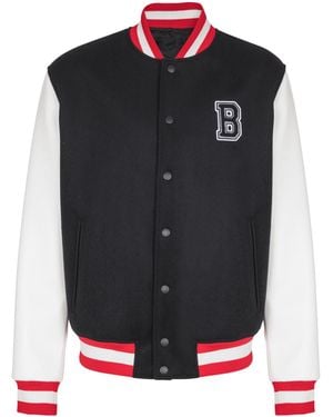 Balmain Varsity Wool And Faux Leather Jacket - Blue