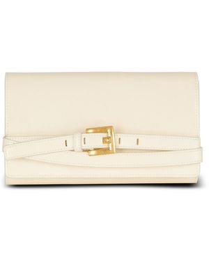 Balmain Crinkled Leather Wallet With Shuffle Chain - White