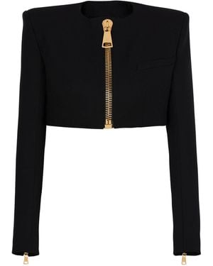 Balmain Cropped Jacket - Black