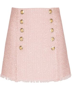 Balmain Short Sequinned Tweed Skirt - Pink
