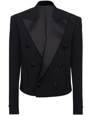 Balmain Cropped Double Crepe Jacket - Blue