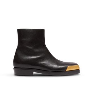 Balmain Boots Bouts Carrés En Cuir Texturé - Noir