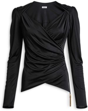 Balmain Draped Flowing Jersey Top - Black