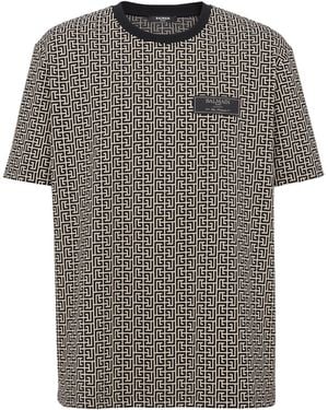 Balmain Pb Labyrinth Jacquard T-Shirt - Grey