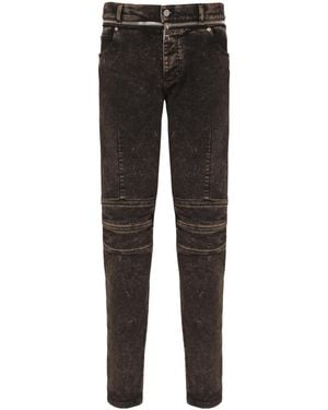 Balmain Slim-Fit Jeans With Zipped Belt - Black