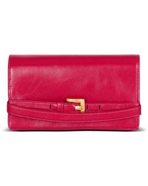 Balmain Shuffle Calfskin Wallet With Chain - Red